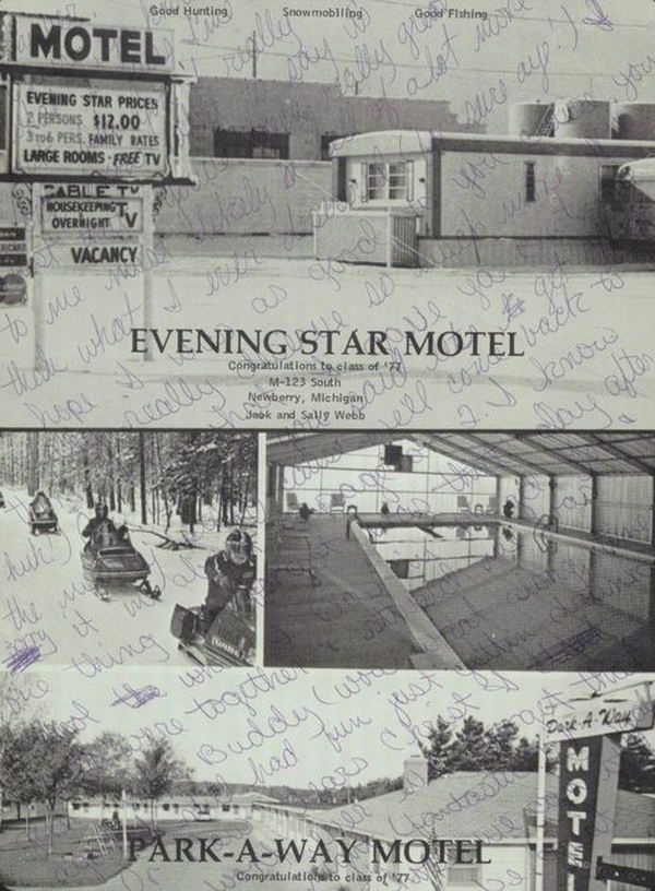 Evening Star Motel - 1977 Newberry High Yearbook Ad